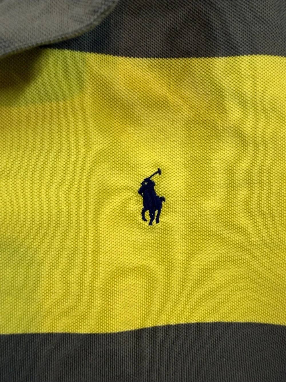 Polo Ralph Lauren Classic Fit Striped Polo Yellow Olive Green Size L